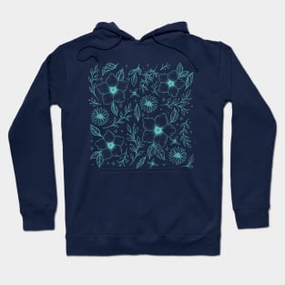 Floral Pattern- Cyan Hoodie